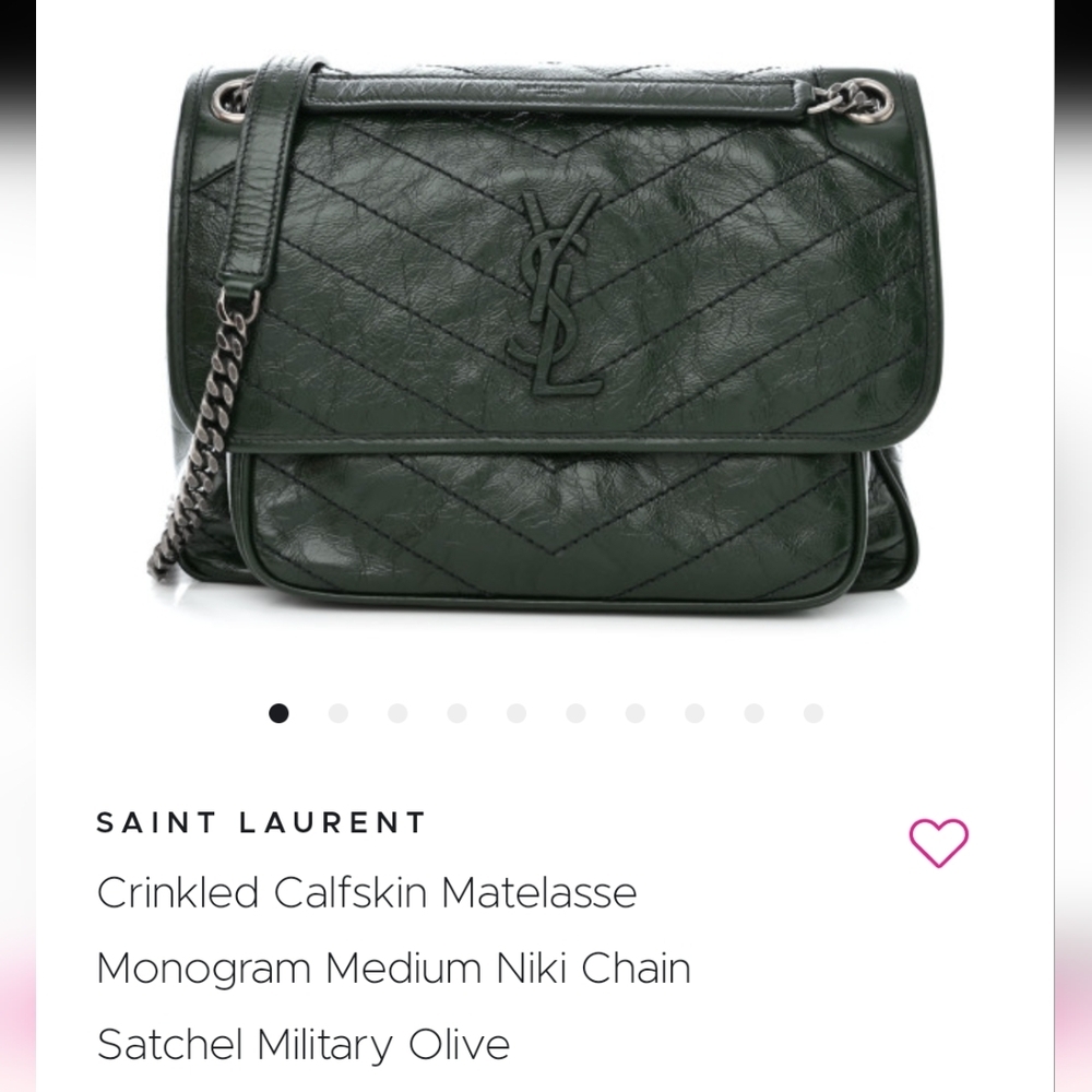Niki Medium Flap YSL Shoulder Bag in Crinkled Leather